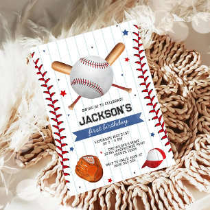 Baseboll Pojke Födelsedagsfest Inbjudan