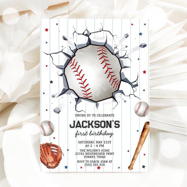 Baseboll Pojke Födelsedagsfest Inbjudan (Skapare uppladdad)