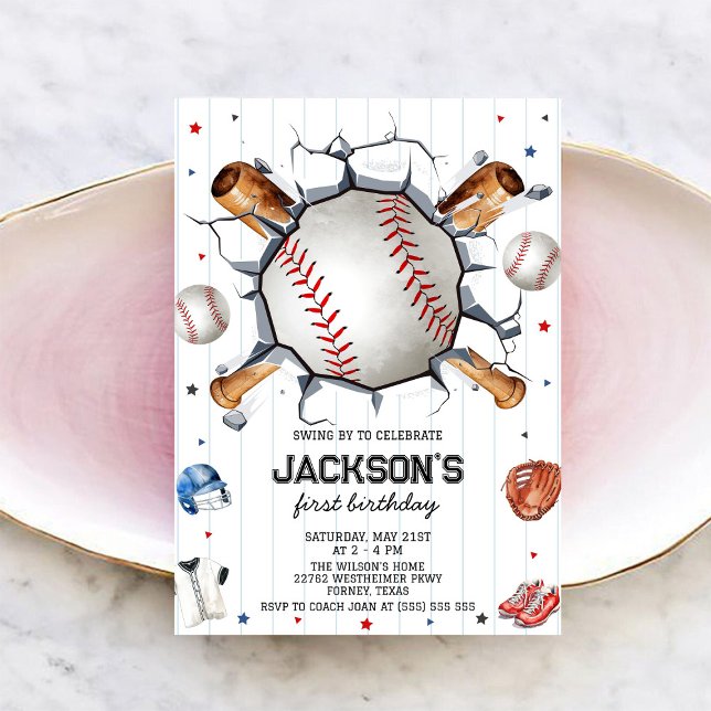 Baseboll Pojke Födelsedagsfest Inbjudan (Skapare uppladdad)
