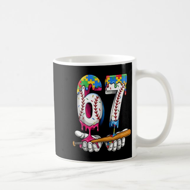 Baseboll Pojle Pussel Glass Dropp Baseboll Autism Kaffemugg (Höger)