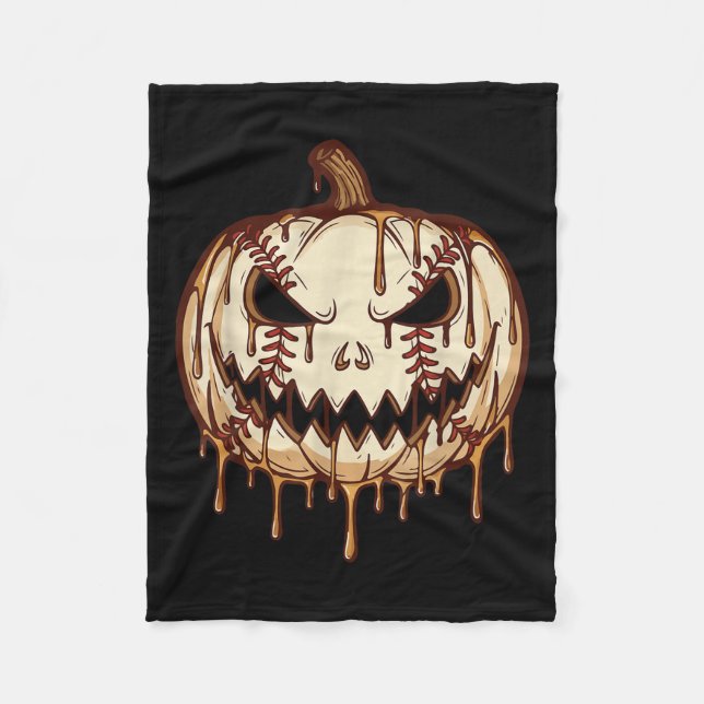 Baseboll Pumpa Halloween Baseboll Dropp Skräcklig  Fleecefilt (Framsidan)