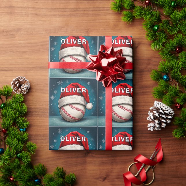 Baseboll Red Santa Hatt Namn Jul  Presentpapper (Julgåva)