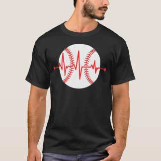 Baseboll Röd Hjärtfrekvens Sport Spelare Vit T Shirt
