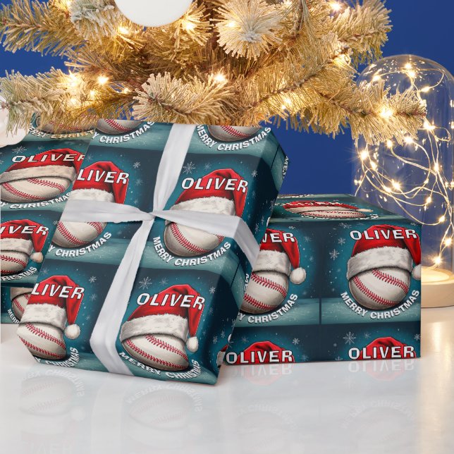 Baseboll Röd Tomtehatt Namn Jul  Presentpapper (Helgdagar)