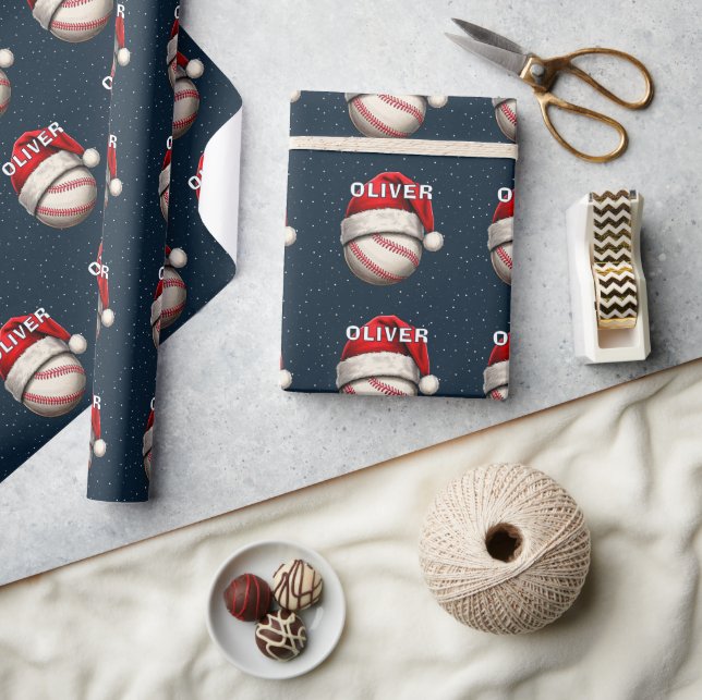 Baseboll Röd Tomtehatt Namn Jul  Presentpapper (Hantverk)