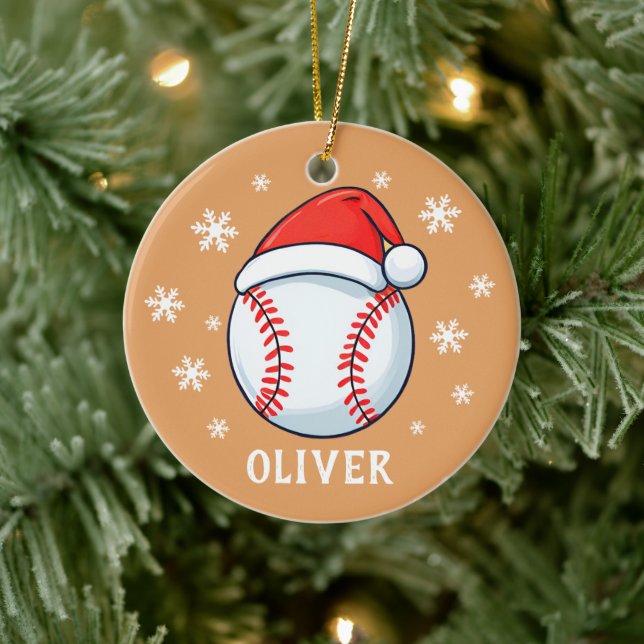 Baseboll Röd Tomtehatt Snöflinga Namn  Julgransprydnad Keramik (Träd)