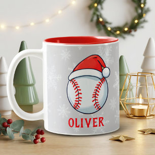 Baseboll Röd tomteluva Snöflinga Namn Två-Tonad Mugg
