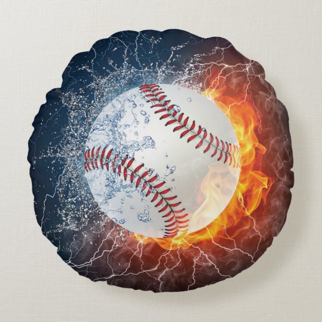 Baseboll Rund Kudde (Framsidan)