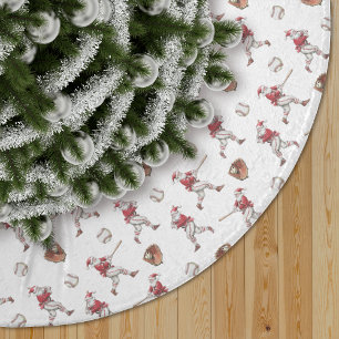 Baseboll Santa julmönster Julgransmatta Borstad Polyester