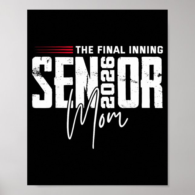 Baseboll senior mamma 2026 sista inningen baseboll poster (Framsidan)
