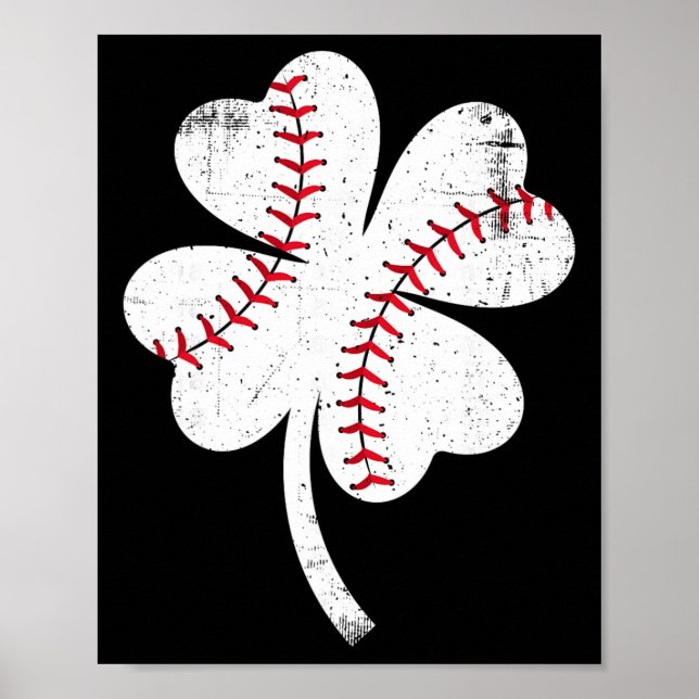 Baseboll Shamrock St Patricks Day Saint Paddys Män Poster (Framsidan)
