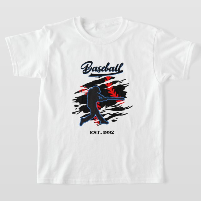 Baseboll Siluett Grafisk Design – EST. 1992  T Shirt (Laydown)