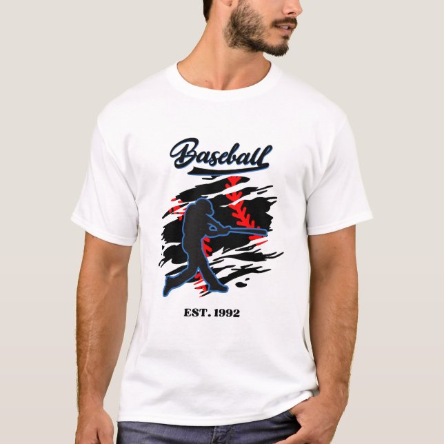 Baseboll Siluett Grafisk Design – STIFTAD 1992  T Shirt (Framsida)