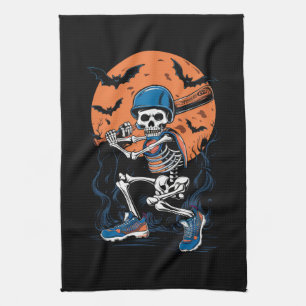 Baseboll Skelett Halloween Baseboll Halloween Kökshandduk