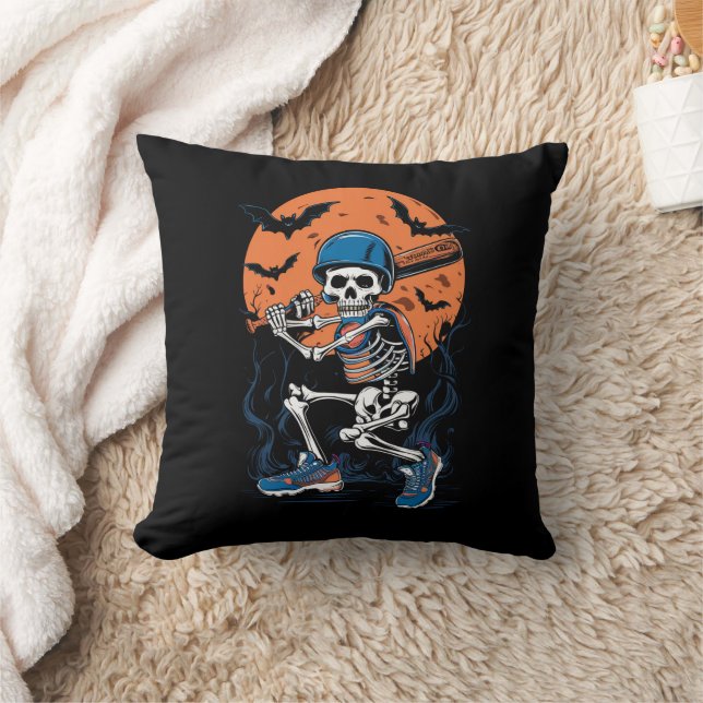 Baseboll Skelett Halloween Baseboll Halloween Kudde (Filt)