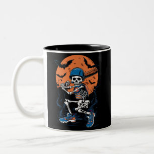 Baseboll Skelett Halloween Baseboll Halloween Två-Tonad Mugg