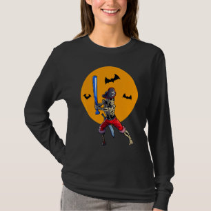 Baseboll Skelett Män Pojkar Pirat Baseboll Hallowe T Shirt