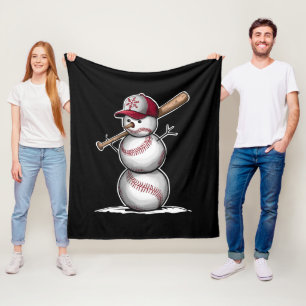 Baseboll Snömannen Bollar Snö Jul Xmas Gåvor Fleecefilt