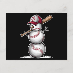Baseboll Snömannen Bollar Snö Jul Xmas Gåvor Helg Vykort