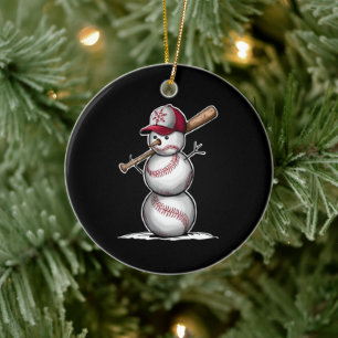 Baseboll Snömannen Bollar Snö Jul Xmas Gåvor Julgransprydnad Keramik