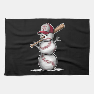 Baseboll Snömannen Bollar Snö Jul Xmas Gåvor Kökshandduk