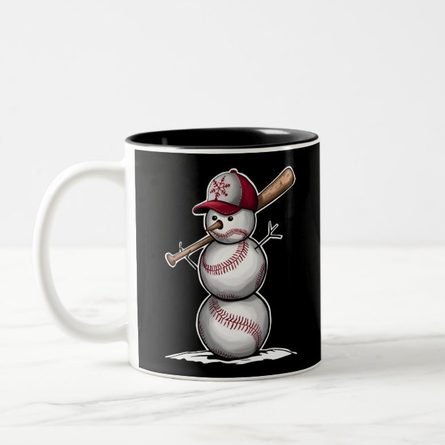 Baseboll Snömannen Bollar Snö Jul Xmas Gåvor Två-Tonad Mugg (Vänster)