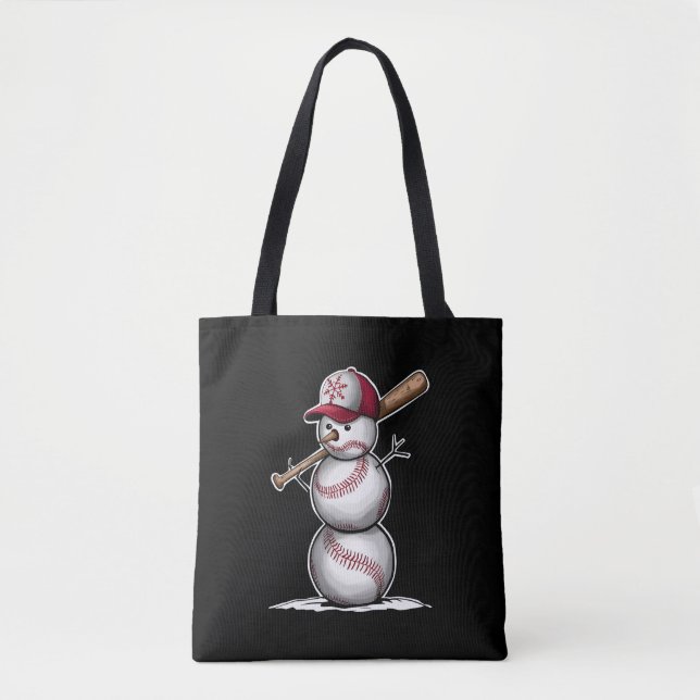 Baseboll Snömannen Bollar Snö Jul Xmas Gåvor Tygkasse (Framsida)