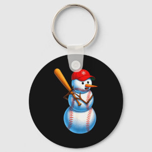 Baseboll Snömannen God Jul Xmas Pyjamas Män Nyckelring