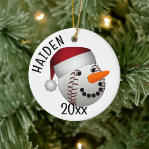 Baseboll Snömannen Jul Julgransprydnad Keramik