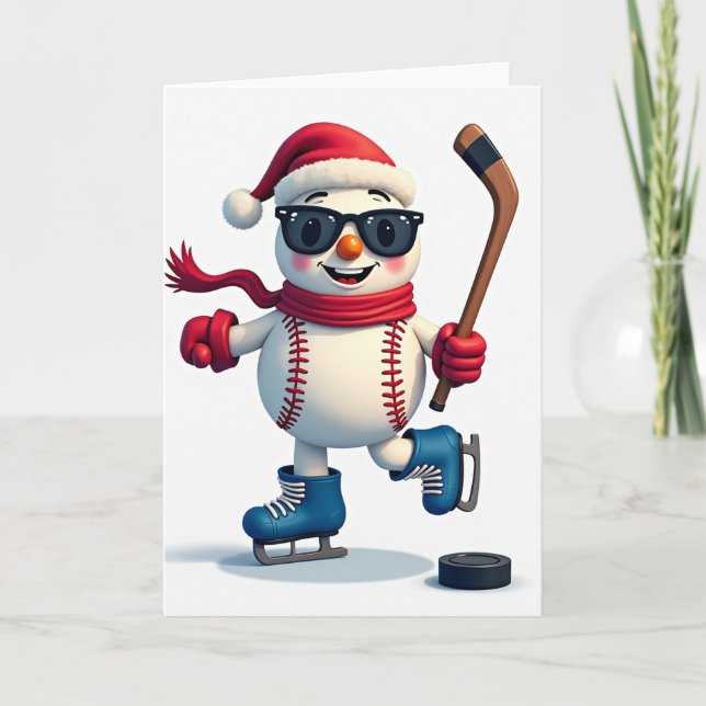 Baseboll Snömannen Julkort Kort (Framsida)