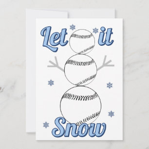 Baseboll Snömannen Låt Det Snöa Platt Julkort