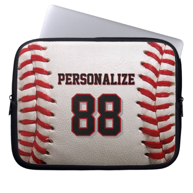 Baseboll Softboll Anpassat Namn och Nummer Laptop Fodral (Framsidan)