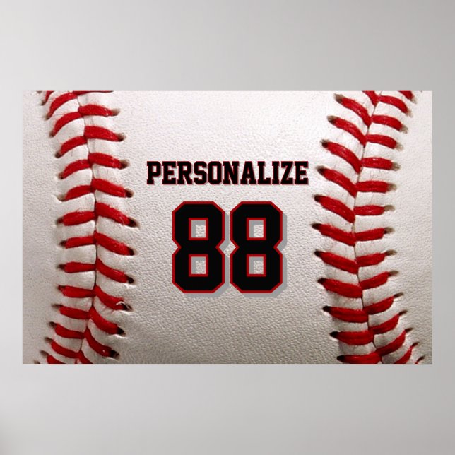 Baseboll Softboll Anpassat Namn och Nummer Poster (Framsidan)