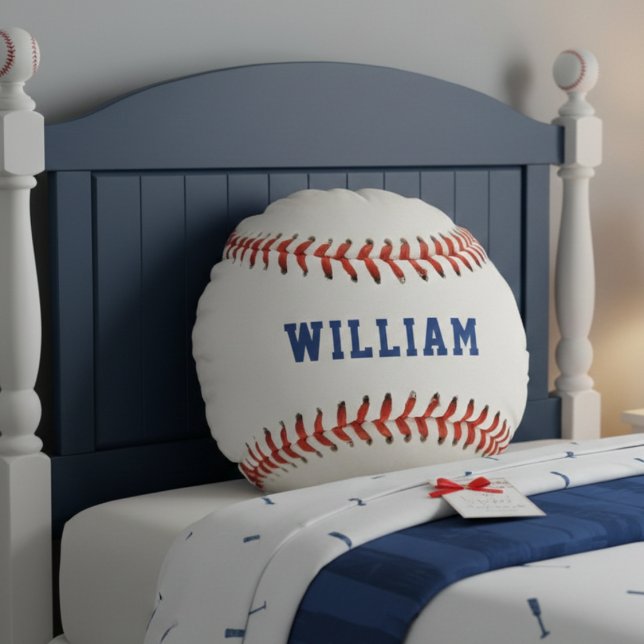 Baseboll Softboll Sportnamn Rund Kudde (Baseball Softball Sport Name Round Pillow
)