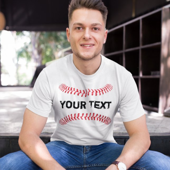 Baseboll sömmar Spelare/Tränare Anpassat Lag Namn  T Shirt (Baseball custom text t-shirt)
