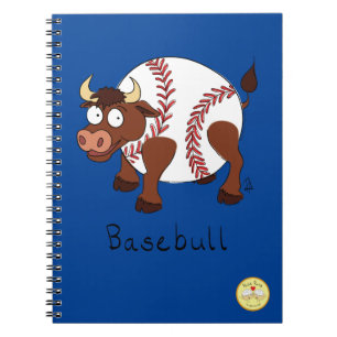 Baseboll söta barn tecknad tjur anteckningsbok