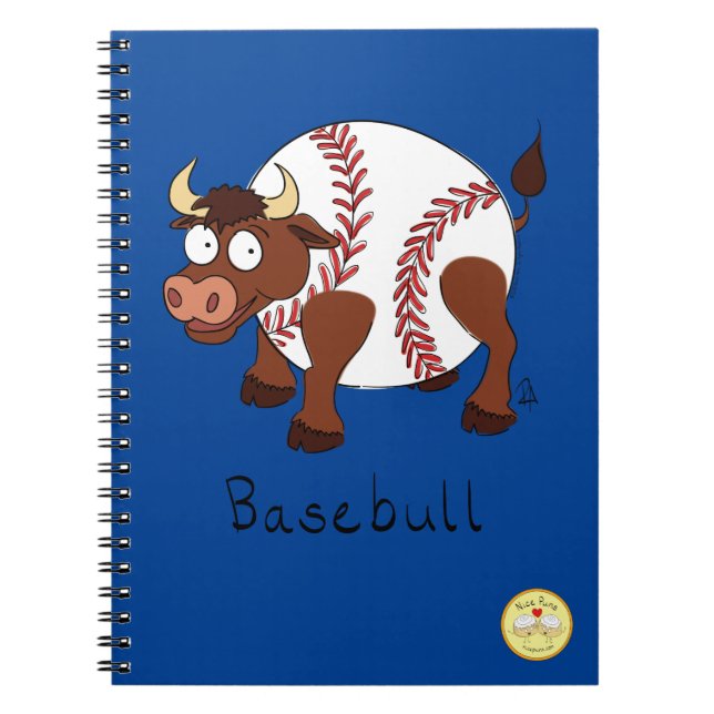 Baseboll söta barn tecknad tjur anteckningsbok (Framsidan)