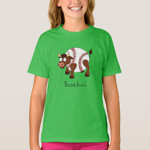 Baseboll söta barn tecknad tjur t shirt