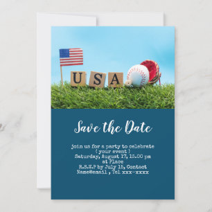 Baseboll spara datum med flaggan av Amerika Inbjudningar