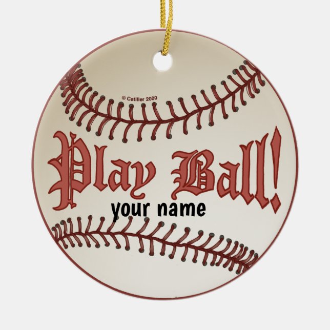 Baseboll Spela Boll  Julgransprydnad Keramik (Framsidan)