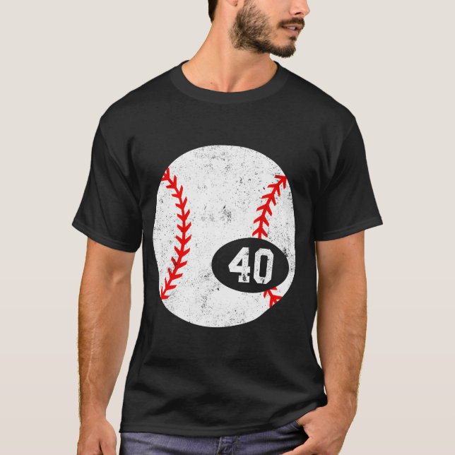 Baseboll Sport 40 Tröja Nummer Distressed rolig (Framsida)