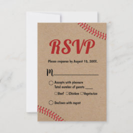 Baseboll Sport Rustik Kraft Bröllop RSVP Svar