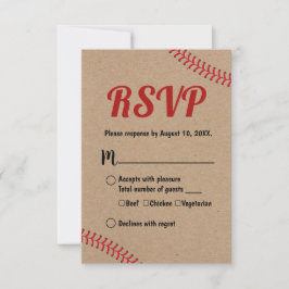 Baseboll Sport Rustik Kraft Bröllop RSVP Svar