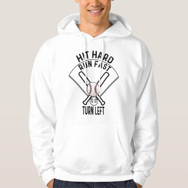 Baseboll sport tee - Slå hårt, spring fort, sväng  Hoodie (Framsida)