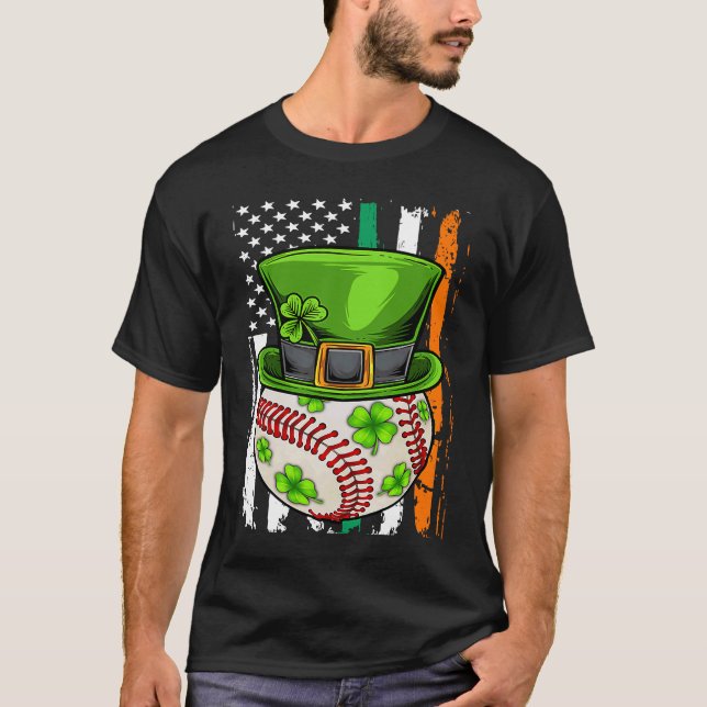 Baseboll St Patricks Day Boll Läderhatt Fångst T Shirt (Framsida)