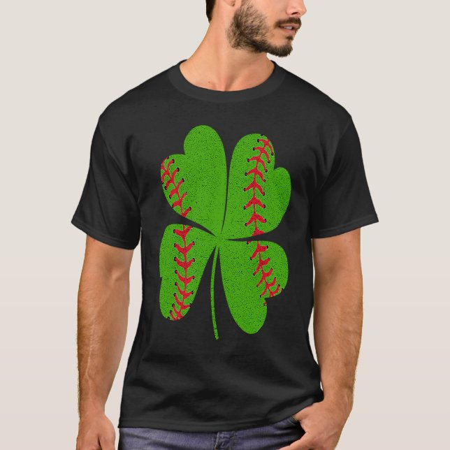 Baseboll St Patricks Day Fångare Pitcher Shamrock T Shirt (Framsida)