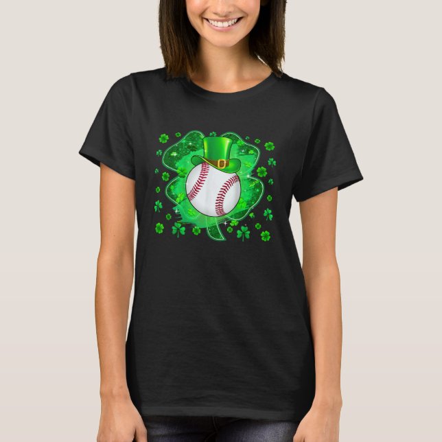 Baseboll St Patricks Day Leprechaun Shamrock Pojka T Shirt (Framsida)