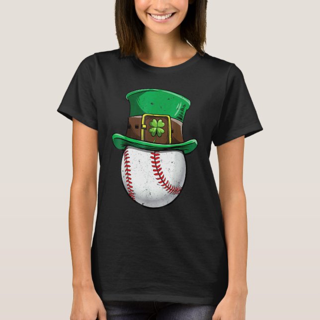 Baseboll St Patricks Day Pojkar Män Boll Tomte  T Shirt (Framsida)