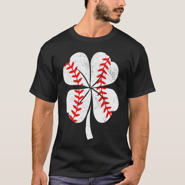Baseboll St Patricks Day Shamrock Pojkar Män Catch T Shirt (Framsida)