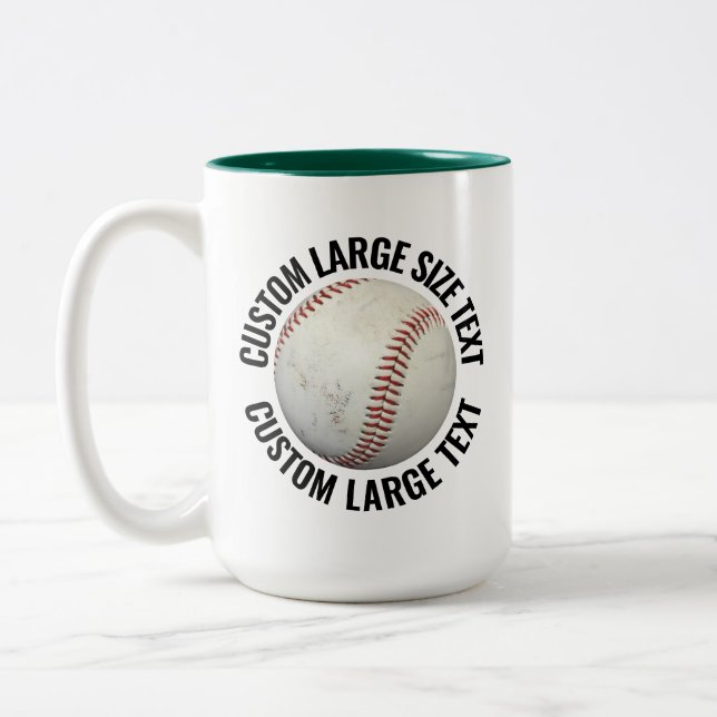 Baseboll & Stor text JAKTGRÖN 425g Custom Två-Tonad Mugg (Vänster)